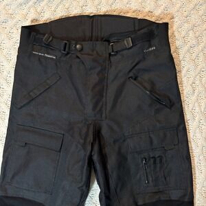 Technical Cordura Motorcycle Pants Black Solid Waterproof Liner Zip Off Size 32